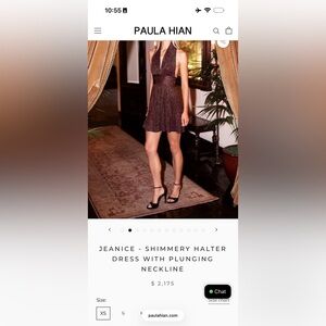 Paula Hian JEANICE - SHIMMERY HALTER DRESS WITH PLUNGING NECKLINE